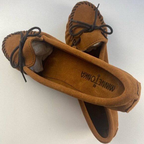 MINNETONKA Brown Suede Skimmer Moccasins - Picture 8 of 10